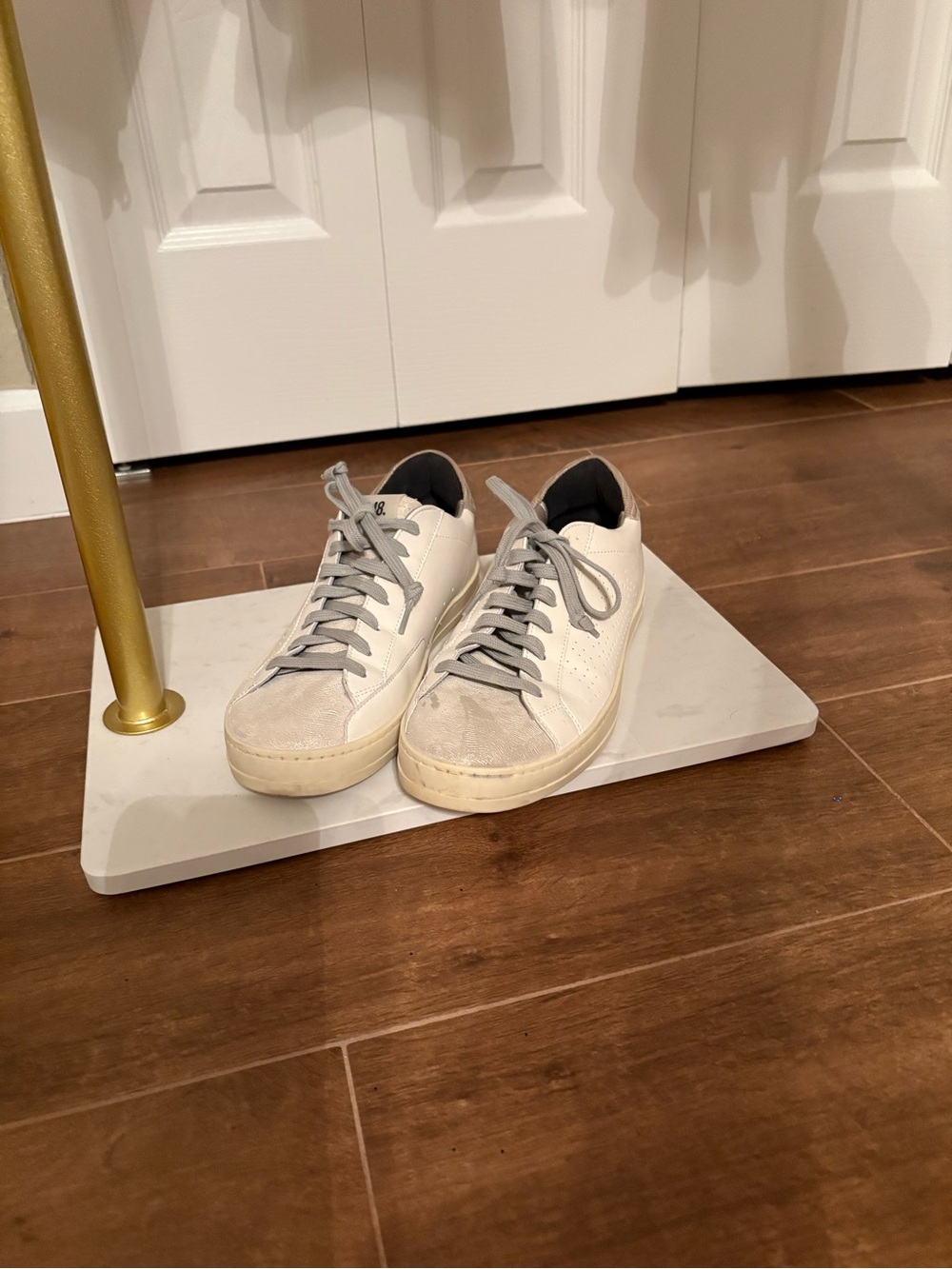 P448 Sneakers Casual Leather in White and Light Gray, Size 39